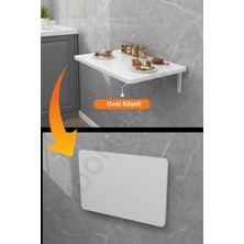 kydonia home 4 köşesi oval beyaz duvara monte kırma katlanır mutfak ve yemek masası
