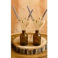 JUNIBELIW 2 Adet Amber Kahverengi Minicam Şişe 50ML Oda Kokusu Şişesi Vazo 2X50ML Siyah Kapaklı (Çiçeksiz)