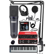 Midi Paket-6 Stüdyo Ekipmanları Seti Ses Kartı Midi Klavye Mikrofon Kulaklık