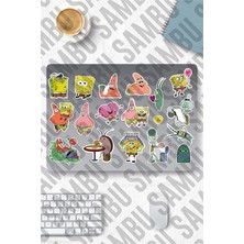 Bob Temalı Sticker Etiket Seti - Sponge Bob Sticker - Laptop Notebook Telefon