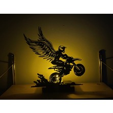 Other Asfaltın Melekleri: Kanatlı Motosikletçi Figürlü Dekoratif Aydınlatma-Winged Motocross Tealight Candle Holder