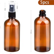 100ML Küçük Amber Cam Sprey Şişesi Boş Ince Sis Cam Şişeler Uçucu Yağlar Için Atomizer Sprey Şişesi, Koku Yağı Örneği, Aromaterapi, Kimyasal Sıvı - 5'li Paket