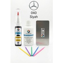 COLORGUARD Mercedes-Benz 040 Siyah İğneli ve Fırçalı 2 si 1 Arada Rötuş Boyası Yüzey Temizleme Solüsyonu Profesyonel ve Çapaksız Rötuş Çeliği 5'li Uygulama Çubuğu Seti