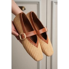 Ellolita Luxury Shoes Hola Ortopedik Taban Taba Detaylı Hasır El Yapımı Babet