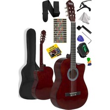 CG-395BR Kahve Renk Kesik Klasik Gitar 4/4 Yetişkin Boy Sap Ayarlı Full Set