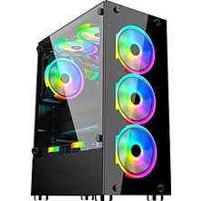 GF-8307 Glass 4X120MM Rainbow Fanlı Oyuncu Kasası