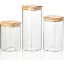 Home 2'li Vakum Kapaklı Borosilikat Cam Saklama Kabı Seti – Mini Boy, Hava Geçirmez, Gıda Saklama Için Ideal-Baharat,kahve,şeker-Mini Baharatlık (Bambu Kare, 150 Ml)