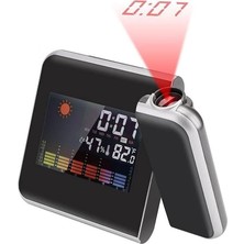 Altes Grup Projektörlü Dijital Masa Saati LCD Ekranlı Yansıtmalı Tarih Derece Nem Asimetrik Şekil