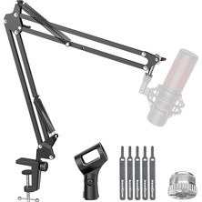 Mikrofon Kolu, Yükseltilmiş Mikrofon Kolu Mikrofon Standı Bom Süspansiyon Standı 3/8 Inç Ila 5/8 Inç Vida Adaptör Klipsi Siyah Yeti Snowball, Yeti Nano, Yeti x ve Diğer Mikrofon Için