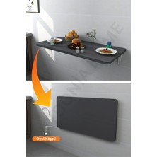 Kydonia Home 60X90 cm 4 Köşesi Oval Duvara Monte Kırma Katlanır Masa