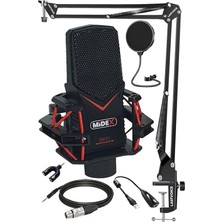 Gmx-1st Condenser Stüdyo Mikrofonu PC ve Telefon Kablolu Bağlantı ile Stand ve Filtreli Model