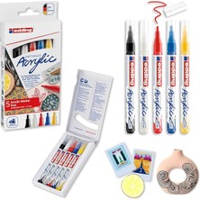 5300 Akrilik Markör 5'li Set, Temel Renkler, 5 Akrilik Boya Kalemi Seti, Ince Yuvarlak Uç 1-2 mm