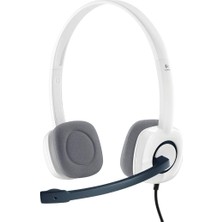 H150 Kablolu Stereo Kulak Üstü Mikrofonlu Kulaklık, Mikrofon ve Ses Çıkışı Için Ayrı Bağlantı, Kablo Üzeri Kontrol Özelliği, Beyaz