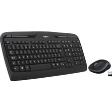 MK330 Kablosuz Klavye ve Mouse Seti, Multimedya Tuşları, Sıvı Dökülmesine Dayanıklı, 10 M Kullanım Mesafesi, Türkçe Q Klavye, Siyah