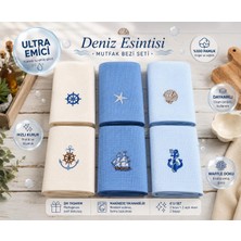 Efendioğlu Türcan GEMİ DESEN MUTFAK KURULAMA BEZİ 6 LI SET ULTRA EMİCİ İZ BIRAKMAZ HIZLI KURUYAN PREMIUM GEMİ DESEN TEZGAH TEMİZLİK VE KURULAMA SETİ