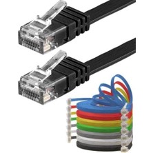 Cat6 Yassı RJ45 Ethernet (Network, Internet) Kablosu (15 Metre, Siyah)