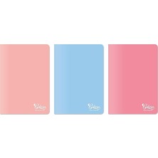 Colors A4 80 Yaprak Çizgili Defter 3'lü Paket, Somon, Pembe, Mavi