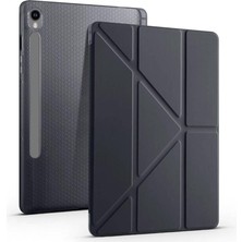 Tab S10 LITE/S10 Fe/s9 Fe 10,9 SM-510 SM-710 SM-X520 Için Uyumlu Kılıf Tri Folding Kalem Bölmeli Standlı Kabak (Siyah)