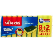 161919 Düz Hijyenik Bulaşık Süngeri, 8+2'li Promosyon Paket, Yeşil
