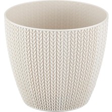 Sml2 Sümela Saksı Tabaklı 14CM, 1,4 Litre Dekoratif Saksı Kirli Beyaz