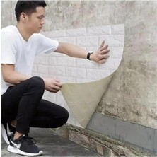 Home 70X77 cm Beyaz 0,54M² 3D Dekoratif Kendinden Yapışkanlı Esnek Duvar Kağıdı Kaplama Paneli Köpük