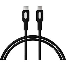 Type C-C Power Delivery Hızlı Şarj Kablosu, Siyah Kablo, Beyaz/siyah Uçlar (120 Cm)