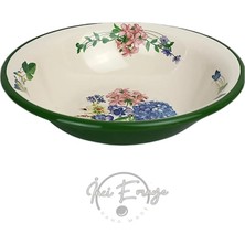 Emaye Kase, Çukur Tabak, Çorba Kase, Salata Kasesi, Bowl 32CM (Yeşil Yasemin)