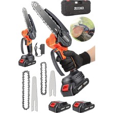 Alman 148 Vf 10 AH%100 Kömürsüz Motor Akülü Dal Kesme Budama Testere Bıçkı Makinesi 15 cm Turuncu