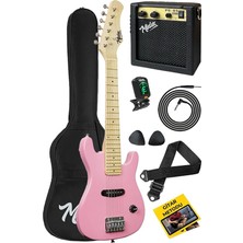 CEG-30PK 4-6 Yaş Çocuklar Için Amfili Full 1/4 30 Inç Elektro Gitar Seti Pembe
