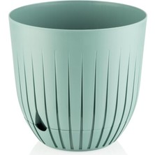 Saksı Tabaklı Delikli Plastik Çiçek Saksısı (Yeşil, 10 Litre)