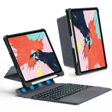 Ipad Air 11 M3 Çipli 2025 ile Uyumlu Mag Touchpad Blutooth Işıklı Standlı Klavyeli Kılıf