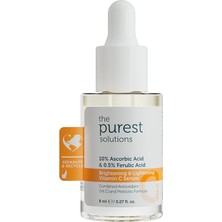 Purest Solutions Aydınlatıcı ve Cilt Tonu Eşitleyici C Vitamini Cilt Serumu, Seyahat Boy 8 ml