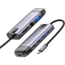 HU-7420 10IN1 USB Hub Çoğaltici-Gri