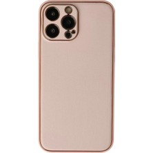 Akmanora Newface Apple iPhone 13 Pro Max Kılıf Coco Deri Silikon Kapak - Pudra