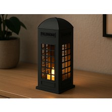 Other Nostaljik Londra Temalı Tealight Mum Tutucu - 3D Tasarım Dekoratif Obje-Led Tealight Holder English Telephone Booth