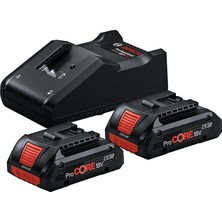 Professional 18 Volt Akü Şarj Cihazı Seti (2 x Procore 4,0 Ah Li-Ion Akü + Gal 18V-40 Şarj Cihazı, Modül, Karton Kutuda)