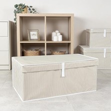 Home Çok Amaçlı Kapaklı Sandık Tipi Hurç Organizer – Büyük Boy Saklama Kutusu – Dolap Içi, Yatak Altı ve Baza Altı Için Sert ve Dayanıklı Depolama Çözümü – Katlanabilir (Krem, 70X40X30 Cm)