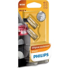 T10 W5W Vision Park ve Iç Mekan Ampulü, 12V, 2'li Paket, Orijinal Sarı Renk 12961B2