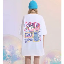 Nigrum Pardus Nıgrum Pardus Yeni Sezon Resim Sırt Baskılı %100 Pamuk Oversize Büyük Beden Kadın T-Shirt