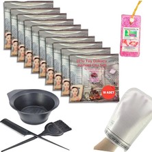 10 Paket Hamam Otu Toz Tüy Dökücü + Boya Kabı + Tarak + Fırça + Hamam Kesesi + Topuk Taşı Banyo Seti