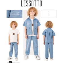Lessotto Kot Gömlek, Tshirt, Beli Lastikli Kot Pantolon 3lü Takım