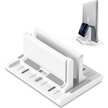 Ayarlanabilir Çok Amaçlı Dikey Laptop Standı Telefon Tutuculu Macbook İçin STAND-AL4495 Beyaz