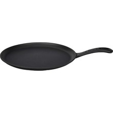 Döküm Krep / Pizza / Pancake Tavası, Yuvarlak, Metal Saplı, 26CM, Siyah
