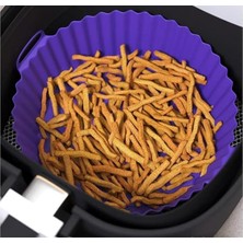 Airfryer Silikon Pişirme Kabı 20X5 cm Bpa Içermez Airfryer Pişirme Kağıdı, Yapışmaz Kolay Temizlenir, Silikon Pişirme Kalıbı (Mor)