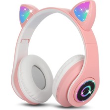 Çocuk Kulaklığı, Kız Bluetooth Kulaklık, Kulak Üstü Sevimli Kedi Kulakları Çocuk Kulaklığı, LED Işıklı, Katlanabilir Kablosuz Kulaklık, Çocuklar, Erkek Çocuklar, Yetişkinler Için, Okul