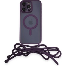 Akmanora Newface Apple iPhone 12 Pro Kılıf Divo Lazer Askılı Magsafe Kapak - Derin Mor