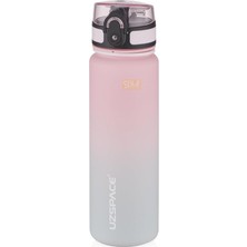 500ML Çift Renkli Sızdırmaz Bpa Içermez Kilitlenebilir Kapaklı Motivasyonel Tritan Su Matarası (Pembe-Gri)