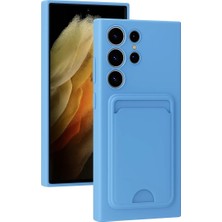 Akmanora Newface Samsung Galaxy S24 Ultra Kılıf Kelvin Kartvizitli Silikon - Mavi