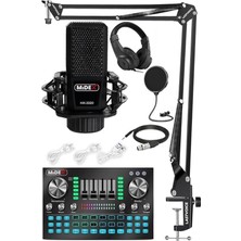 MX-2020 Diamond Set Efektli Ses Kartı Mikrofon Kulaklık Stand Kayıt Canlı Yayın Seti (Pc ve Telefon)