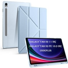 Samsung Galaxy Tab S10 Lite FE/S10/S9 Fe/s9 ile Uyumlu Kılıf Kalem Bölmeli Trifolding Case(12.4inç Değildir) Mavi